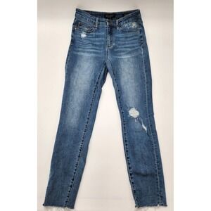 JUDY BLUE Jeans Skinny Fit SIZE 7/28  EMBROIDERED POCKET‎ DISTRESSED JB82132DK